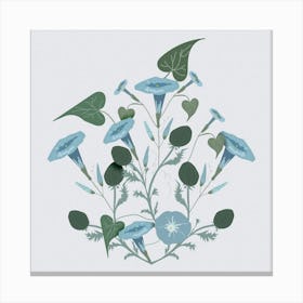 Blue Morning Glories Wall Art Canvas Print