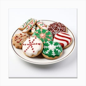 Christmas Cookies On A Plate Canvas Print