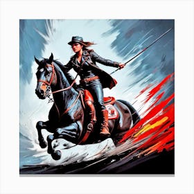 Woman Riding A Horse 2 Canvas Print