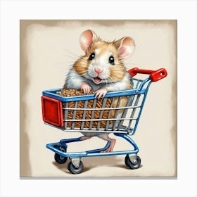 Hamster In A Shopping Cart 4 Canvas Print