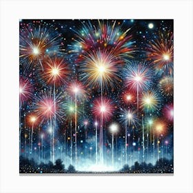 Fireworks Extravaganza: A Dazzling Display of Colors, Shapes, and Sounds to Celebrate the Fourth of July Canvas Print