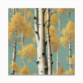 Bigtooth Aspen Vintage Autumn Tree Print Art Print 1 Canvas Print