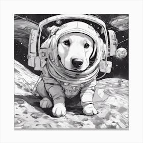A Golden Retriever Puppy In Cosmonaut Suit Wandering In Space Canvas Print