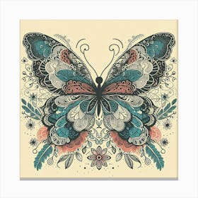 Illustration lace butterfly Canvas Print