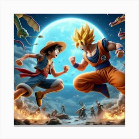 Dragon Ball Z vs One Piece 2 Canvas Print