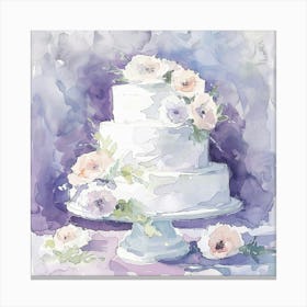 Watercolor Wedding Cake With Flowers 171 Canvas Print