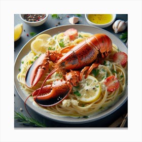Spaghetti and lobster Canvas Print