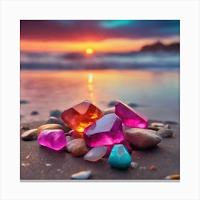 Colorful Gemstones On The Beach Canvas Print