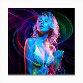 Firefly Ethereal Woman Amid Neon Hallucinations And Fluid Light 63087 (2) Canvas Print