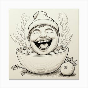 Happy Boy In A Bowl Canvas Print