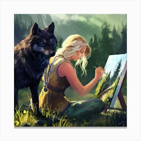 A Captivating Scene Of A Blonde Woman Sitting I (6) Canvas Print