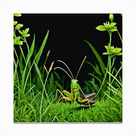 Grasshopper In The Grass Canvas Print