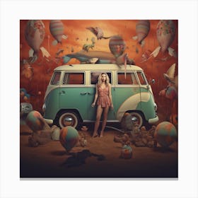 Girl In A Van 1 Canvas Print