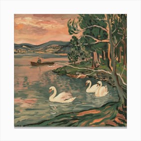 Tranquil Reflections A Serene Lakeside Scene Canvas Print