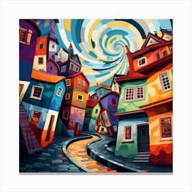 Colorful City Street Canvas Print