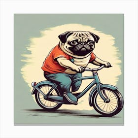 Pug Riding A Bike Canvas Print Canvas Print