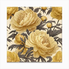 Aesthetic style, Large yellow Peony flower 1 Canvas Print