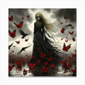 Girl With Red Wings Canvas Print