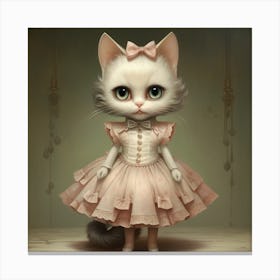 Kitty In A Dress Canvas Print