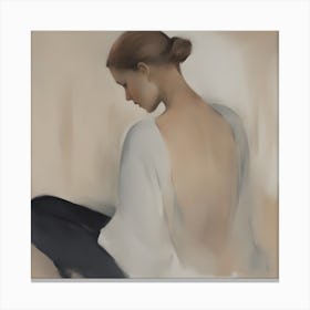 Back View of a Woman Thinking Canvas Print