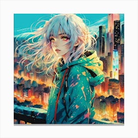 Anime Girl In The City Canvas Print