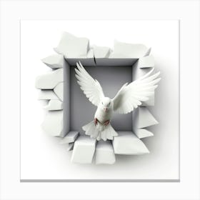 White Dove Flying Out Of A Hole Canvas Print