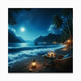 Beach At Night 1 Canvas Print