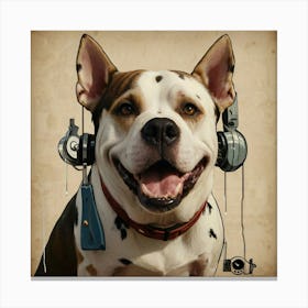 Dog With Headphones Canvas Print