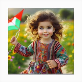 Little Girl With Kite Canvas Print