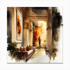 Watercolor Of A Hallway Canvas Print