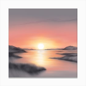 Sunset Over Water And Mountain Terrain Canvas Print