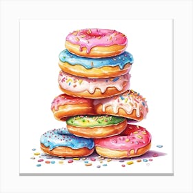 Stack Of Rainbow Donuts 4 Canvas Print