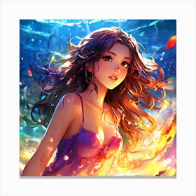 Anime Girl In The Water Canvas Print