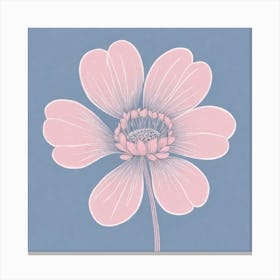 A White And Pink Flower In Minimalist Style Square Composition 736 Canvas Print