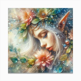 Elven Girl With Flowers Canvas Print