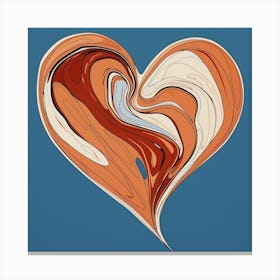 Swirl Brown & Blue Heart 2 Canvas Print
