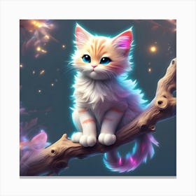 Cute Kitten Sitting On A Branch 2 Canvas Print