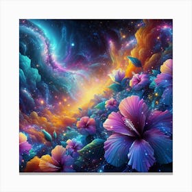 Galaxy Flowers Canvas Print