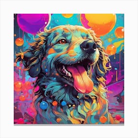 Dog With Balloons Canvas Print