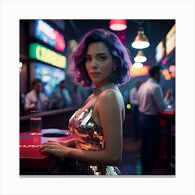 Girl In A Bar Canvas Print