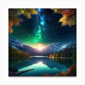 Night Sky Over Lake 20 Canvas Print