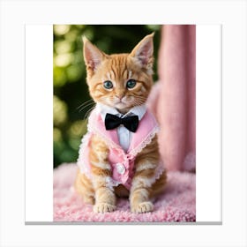 Orange Tabby Cat In Pink Canvas Print