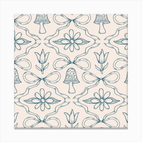 Spring Toile Print In Blue Canvas Print
