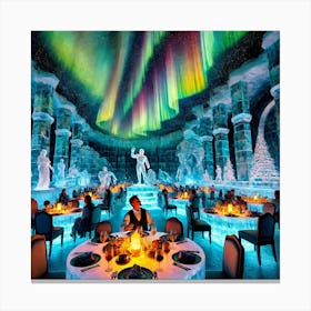 An Elegant Restaurant Hosting Aurora Feast Nights Canvas Print