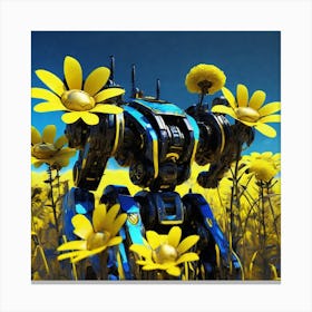 Robot In The Field 1 Canvas Print