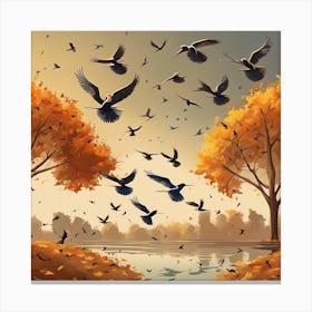 Crows In Autumn Canvas Print