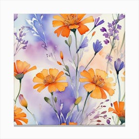 Watercolor Floral Pattern Canvas Print