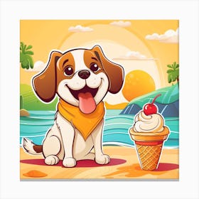 Dog Eating Ice Cream! Canvas Print