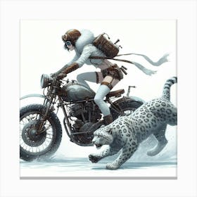 Woman Riding A Motorcycle 1 Canvas Print