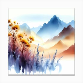 Watercolor Of Mountains 5 Canvas Print